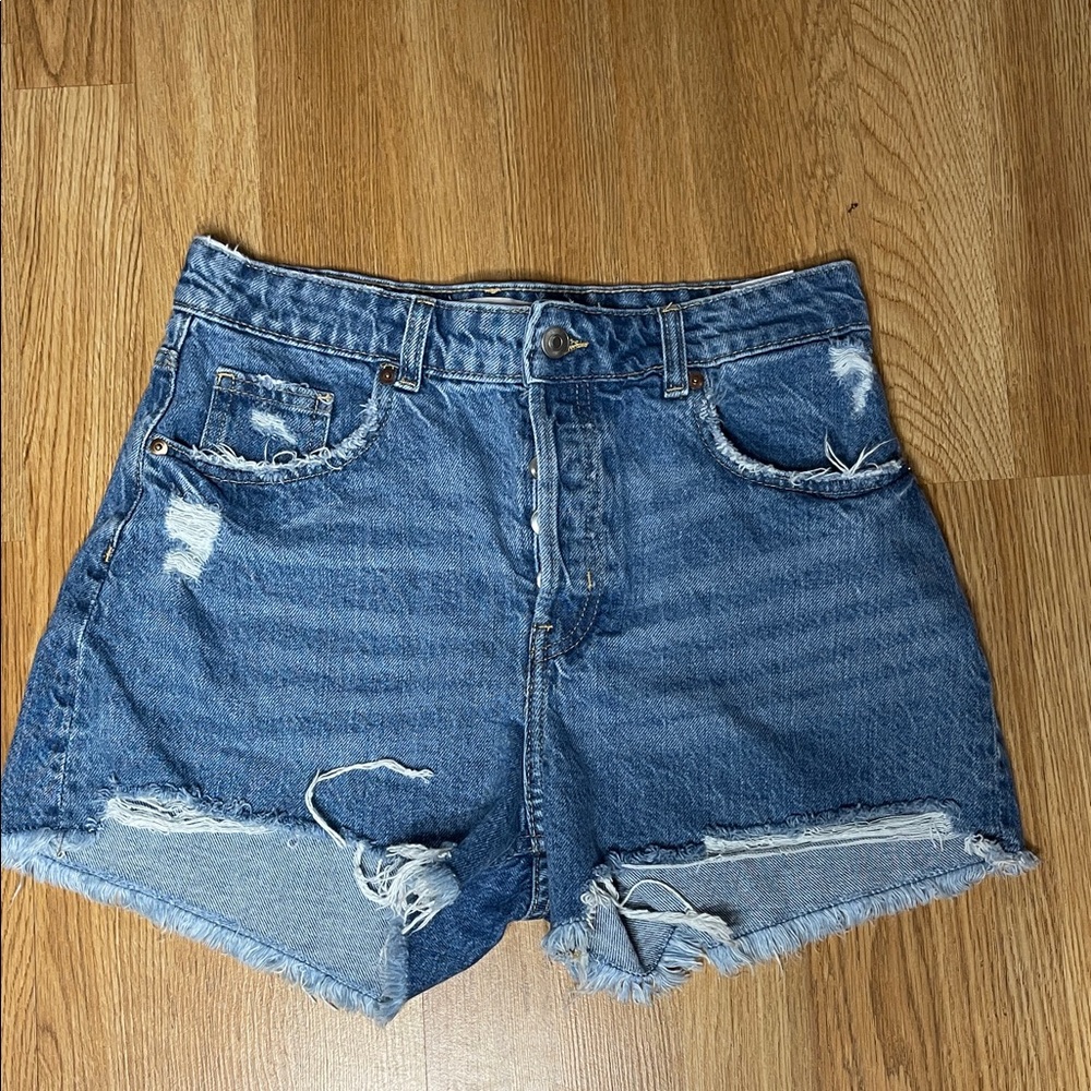 H&M Distressed Blue Jean Shorts